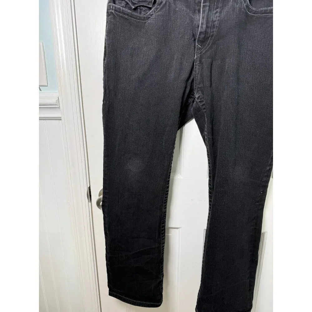 True Religion Men's Ricky Relaxed Straight Jeans Black Demin Size 36W x 29.5L